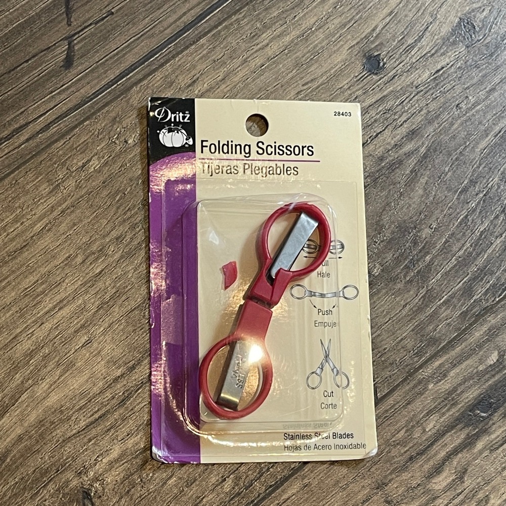 Dritz Folding Scissors 28403 Stainless Steel Blades Red Portable Travel Shears